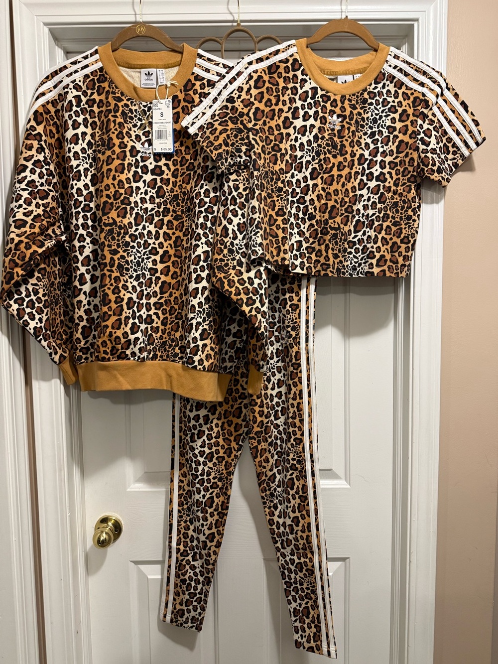 Rare adidas Women’s Leopard Print 3-Piece Set - Brown/White (Sizes Read Desc.)